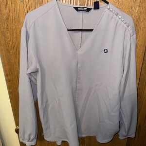 Lands' End JPMorgan Chase Soft Gray V-Neck Blouse